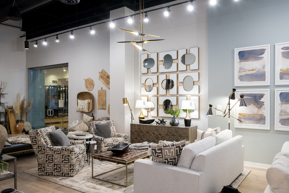 Example of a mid-sized eclectic home design design in Indianapolis