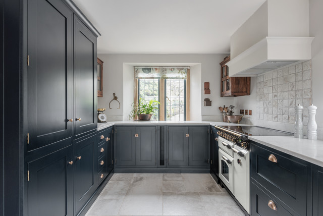 Dark Blue Bespoke Shaker Kitchen transitional-kitchen