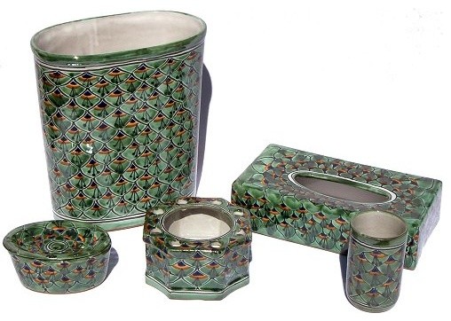 Green Peacock Talavera Ceramic Bathroom Set Contemporary Bathroom Accessory Sets By Fine Crafts Imports