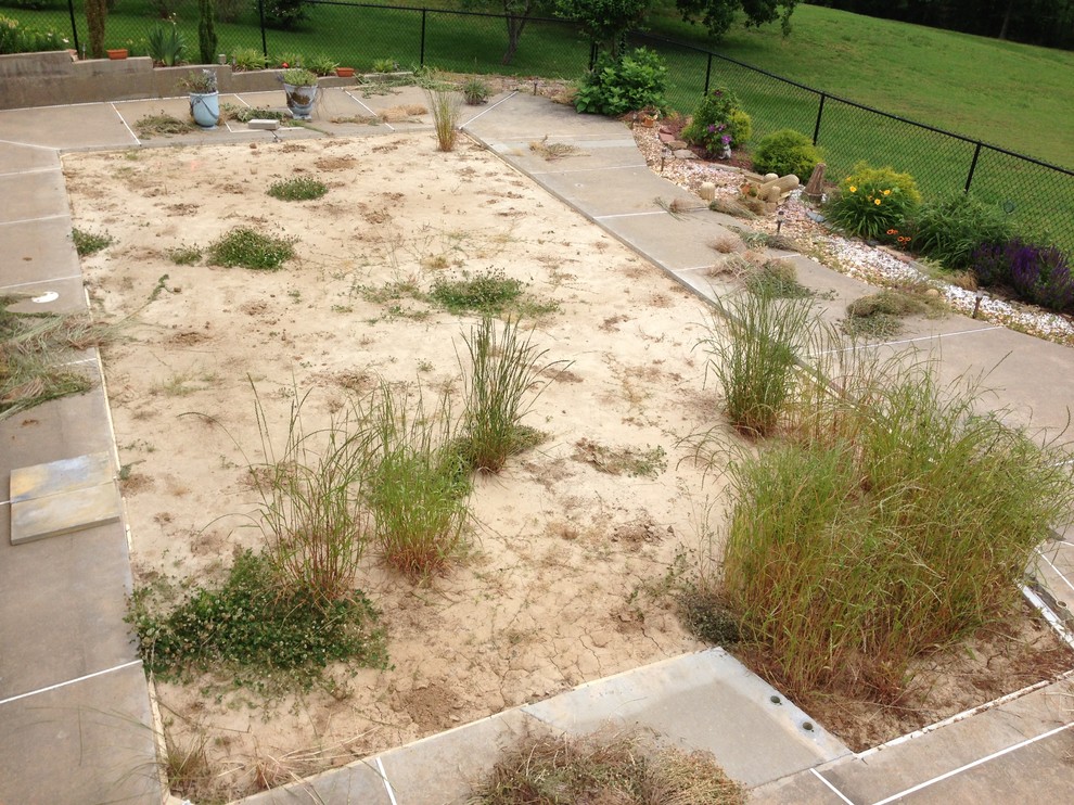 Landscape a filled in pool area