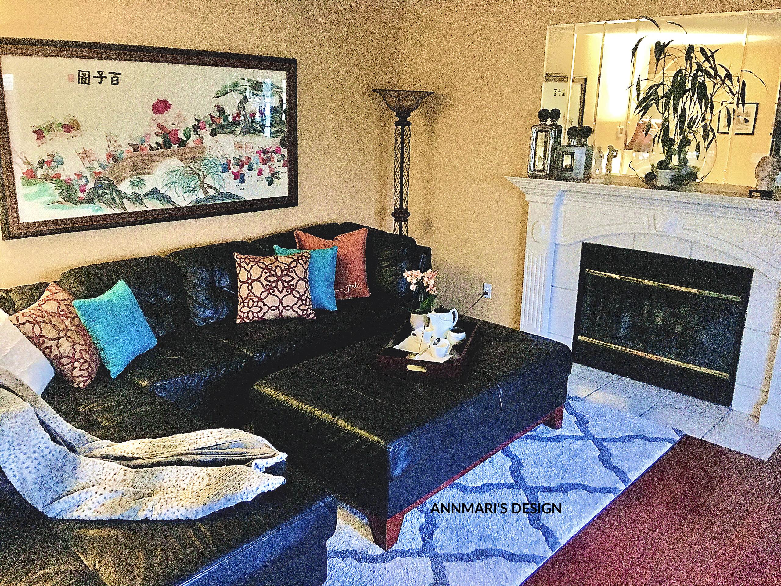 Modern family room with a touch of Asian