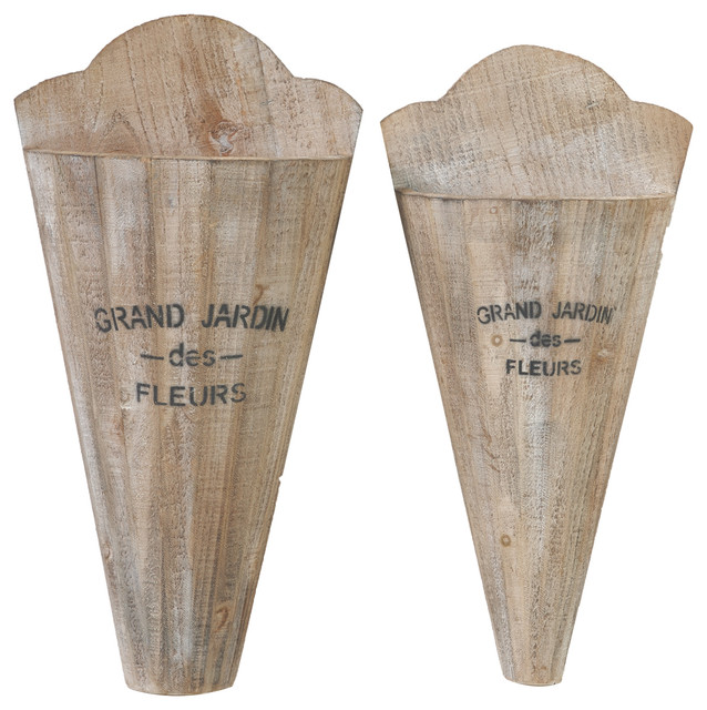 Grand Jardin Conical Wall Planters, Set of 2 Classic Vintage, Natural