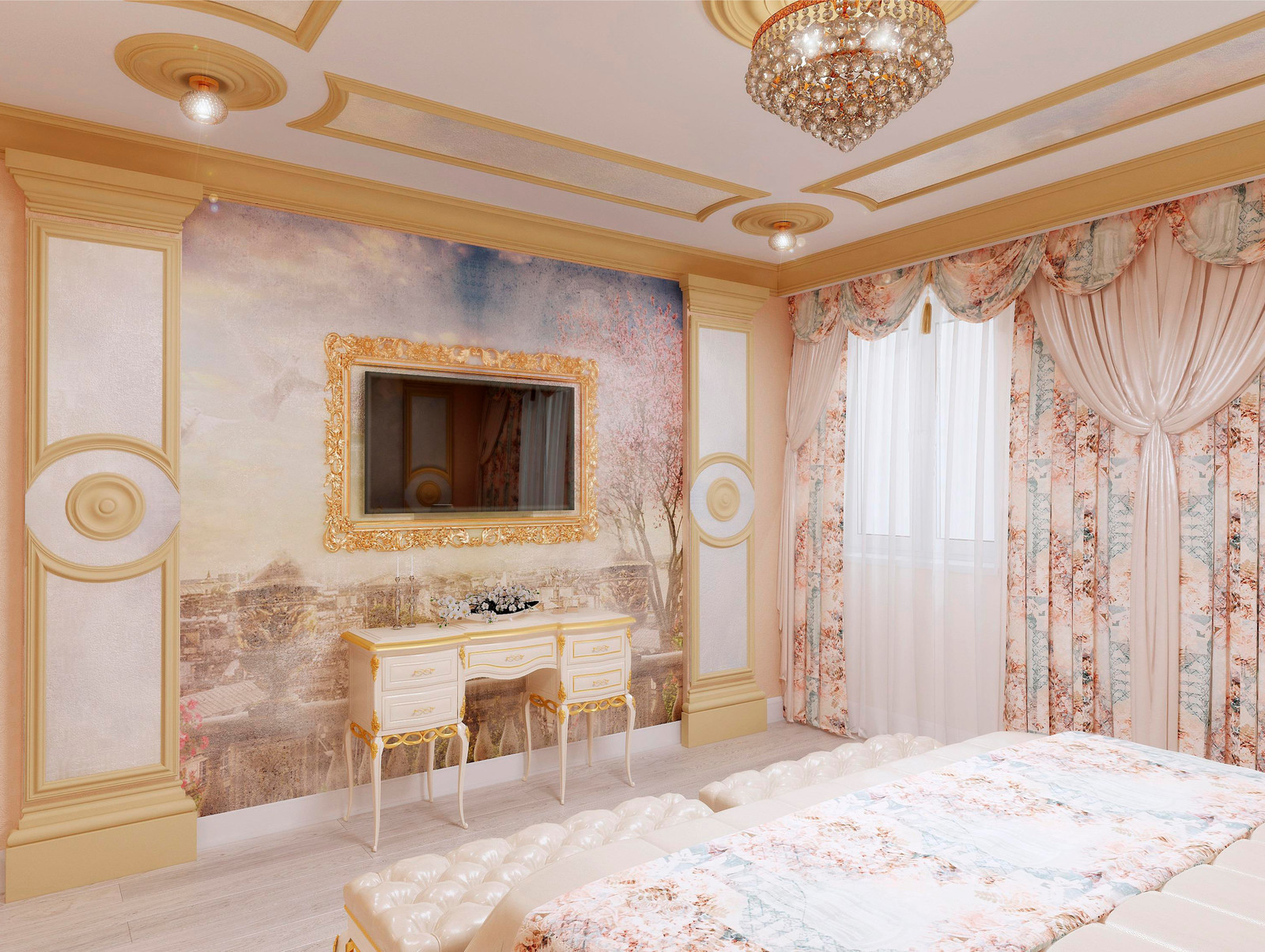 Классический интерьер с элементами греческого стиля