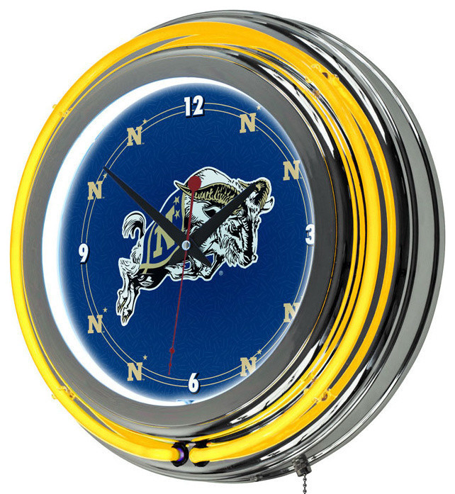 United States Naval Academy Neon Clock - 14 inch Diameter