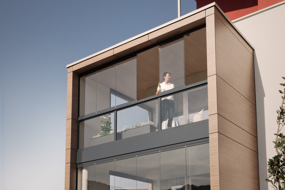 Design ideas for a modern balcony in Hertfordshire.