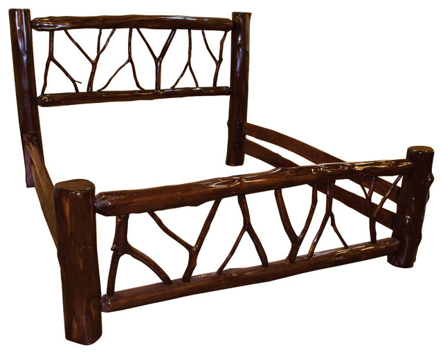 Rustic Stained Red Cedar Log King Size, Log Bed Frame King