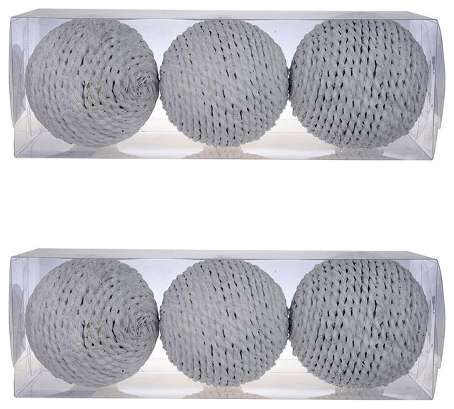 Set Of 6 D4 Twine Decorative Sphere Ball Blue Tropical