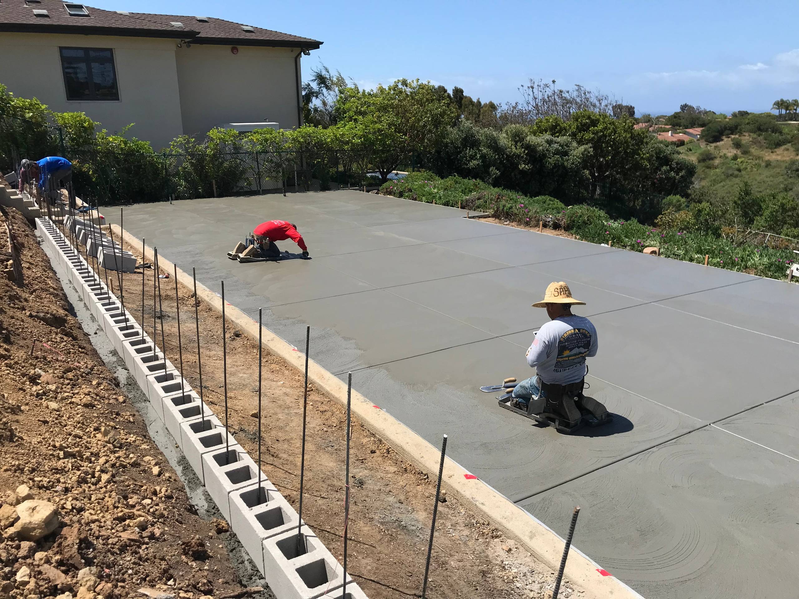 Large Concrete Slab in Backyard in La Jolla