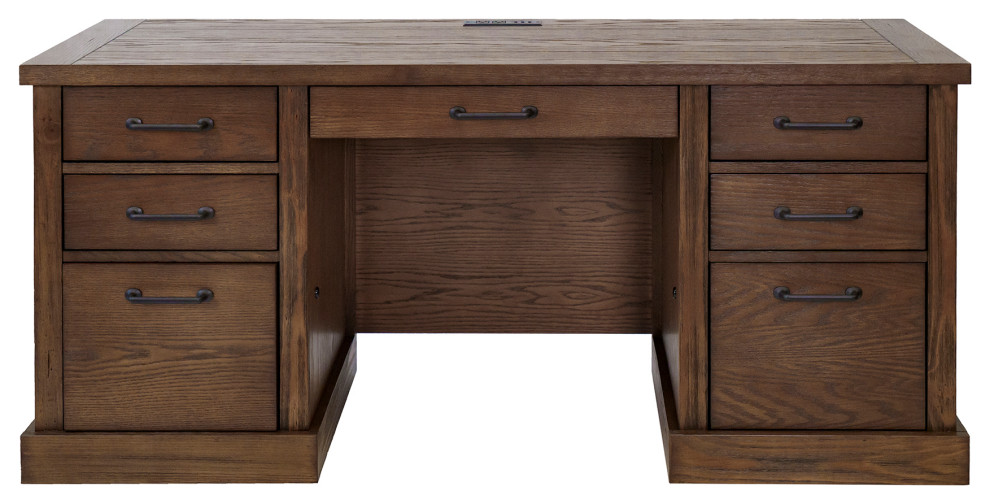 Avondale Desk, Office Writing Table Fully Assembled, Brown Transitional Desks And Hutches