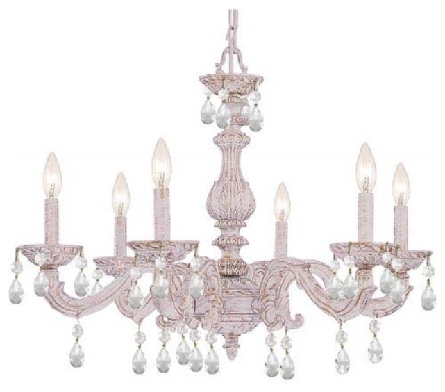 Crystorama 5036-AW-CL-MWP, 6 Light Chandelier - Antique White