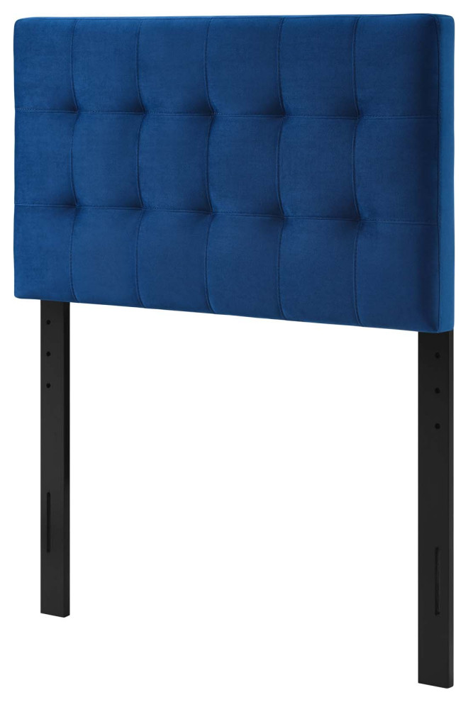 Contemporary Modern Twin Size Tufted Headboard, Velvet Fabric, Grey Gray Transitional