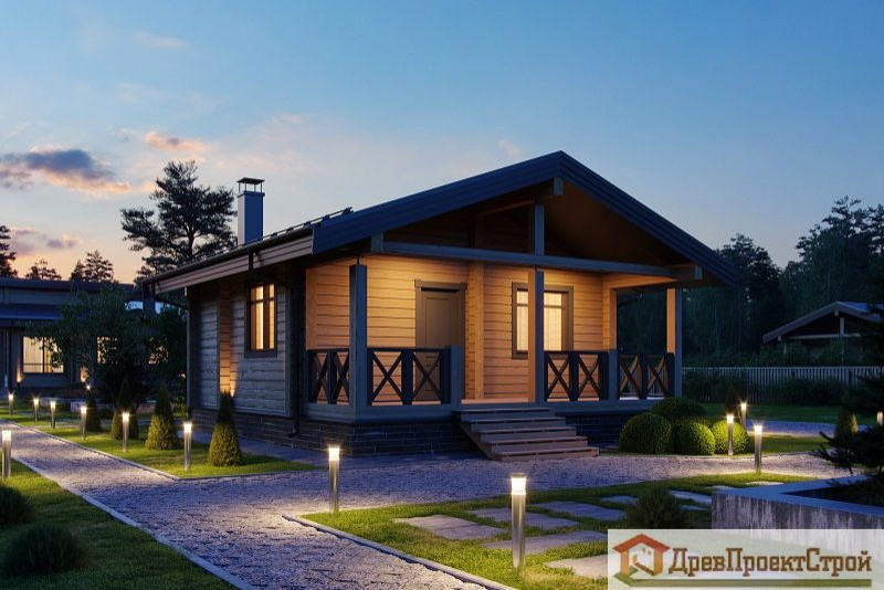 Проект бани № 155. Баня из бруса массива естественной влажности 140 х 140,