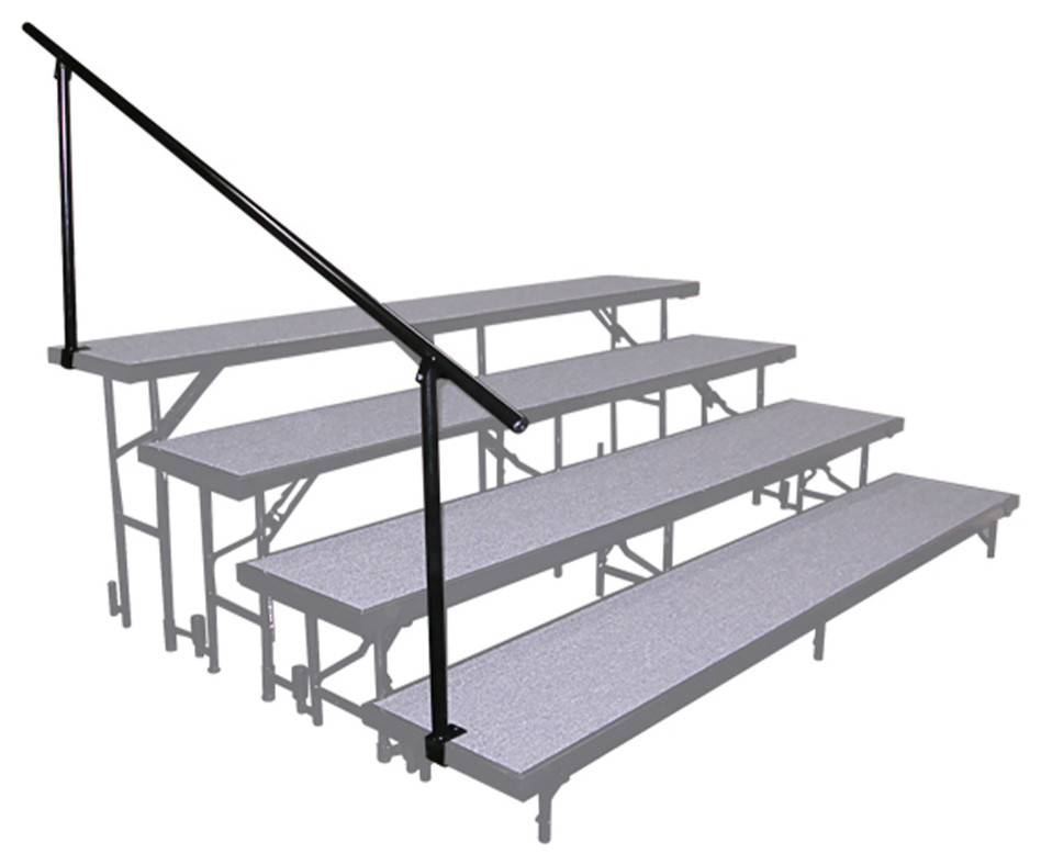 National Public Seating Side Guard Rails for Standing Risers in Black