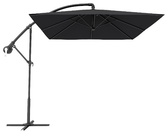 Black Square Offset Cantilever Umbrellas, 10'