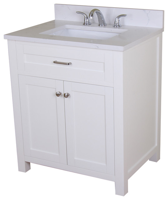 Home Elements Vanity White Quartz 30x22 Vfq30201wt Home Elements Vanity White Quartz 30x22 Vfq30201wt Transitional Bathroom Vanities And Sink Consoles By Distribution Llc