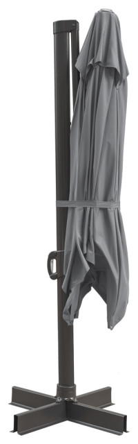 10' Dark Gray Polyester Square Tilt Cantilever Patio Umbrella With ...