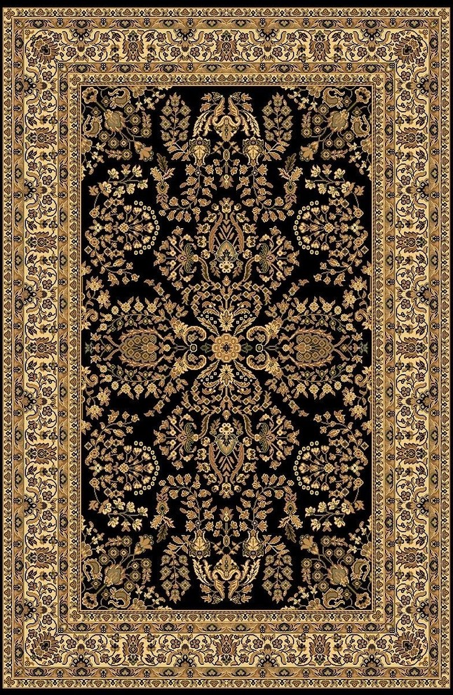 European New Vision Area Rug, Rectangle, Lilihan Black, 3'11"x5'3"