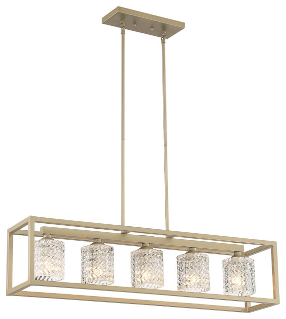 Vanity Art Modern Crystal Cut 5Light Linear Pendant Transitional