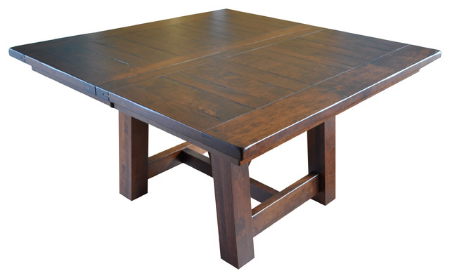 Hawthorne Farmhouse Square Extendable, Square Table With Leaf And Bench