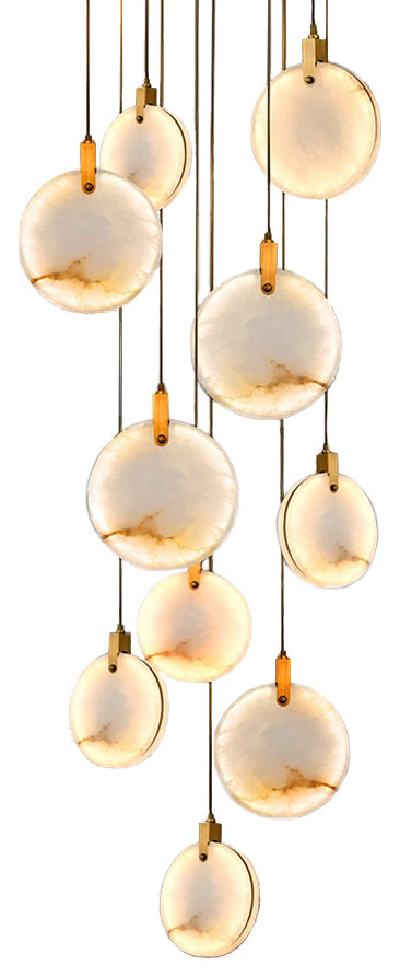 MIRODEMI® Amalfi Marble Ring Chandelier, 3 Lights, Cool Light 6000k, Non Dimmable