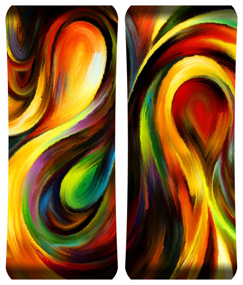 "Ruby Waves" HD Curved Steel Wall Art Contemporary Metal Wall Art