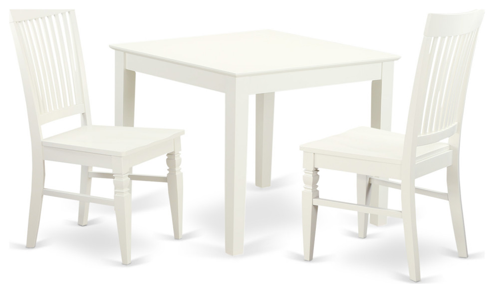 3-Piece Square Kitchen Table and 2 Hard Wood Chairs For Dining Room, White - Traditional ...