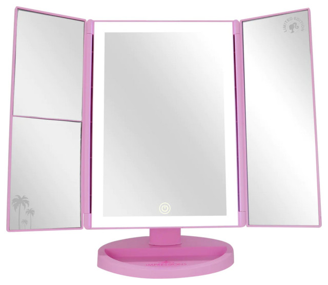 Barbie Trifold LED Tri-Tone Makeup Mirror - Modern - Makeup Mirrors 