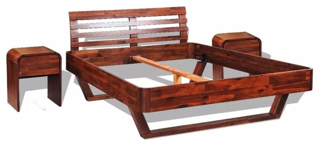 Vidaxl Bed Frame With Cabinets Solid Acacia Wood Rustic Bedroom Vidaxl Bed Frame With Cabinets Solid Acacia Wood Rustic Bedroom Furniture Sets By