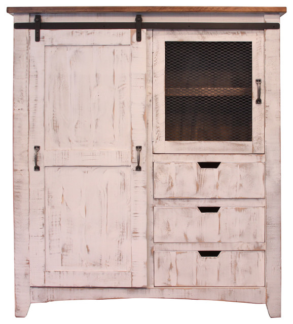 Greenview Rustic White FarmhouseStyle Armoire Gentleman's Chest