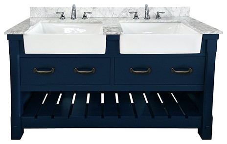 Farmington Blue 61 Double Sink Vanity, Bathroom Sink Vanity Combo