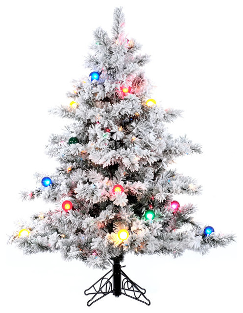 Flocked Alaskan Pine Tree Dura Lit And G50 Lights Christmas Trees Flocked Alaskan Pine Tree Dura Lit And G50 Lights 4 5 Multicolor