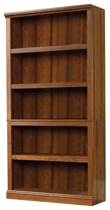 Pemberly Row Wooden 5 Shelf Bookcase in Washington Cherry Finish
