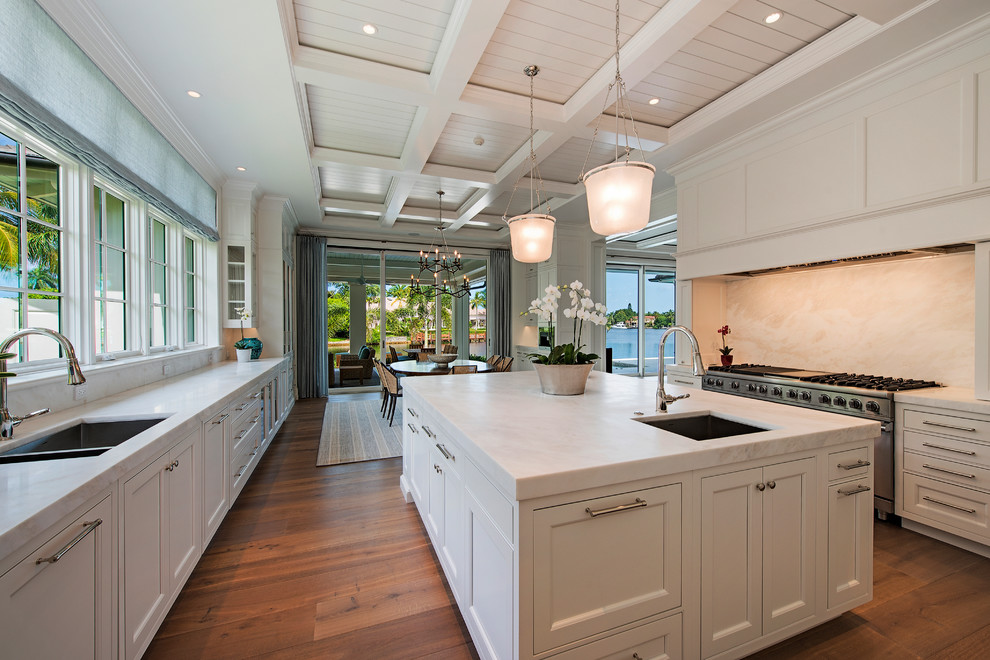 Example of a transitional kitchen design in Miami