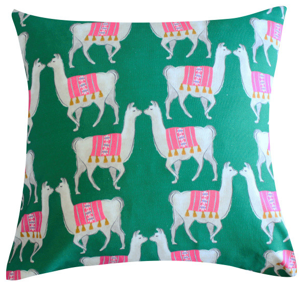 Llama Greeb Pillow by Clairebella, 20"x20", With Insert