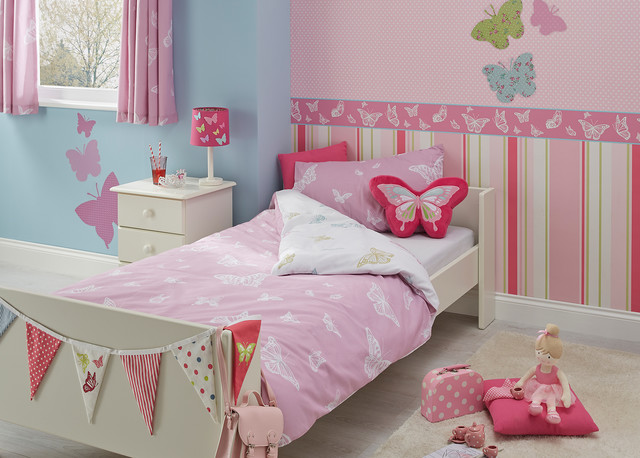 Butterfly Design Girls Bedroom Contemporary Hampshire