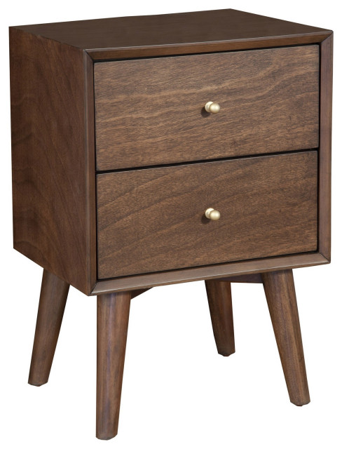 Dark Brown Century Modern Wood 2 Drawer Nightstand - Midcentury ...