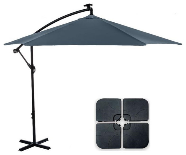 Greemotion Set of 2 Glam 10Ft Navy Cantilever Fabric Patio Umbrella