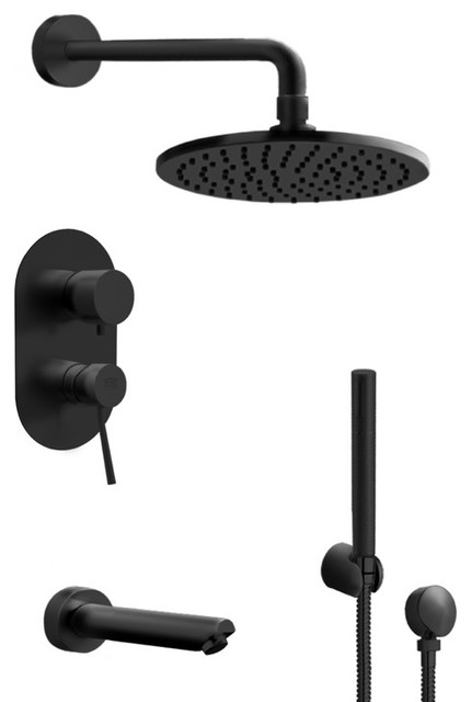 Matte Black Tub And Shower System With 8 Rain Shower Head And