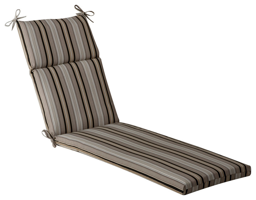 Getaway Stripe Black Chaise Lounge Cushion Contemporary Outdoor