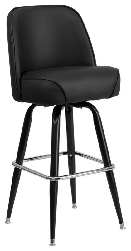 Metal Barstool with Swivel Bucket Seat - Black