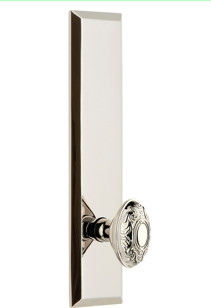 Polished Nickel Grandeur Grande Victorian Plate with Fifth Avenue Knob Double Dummy