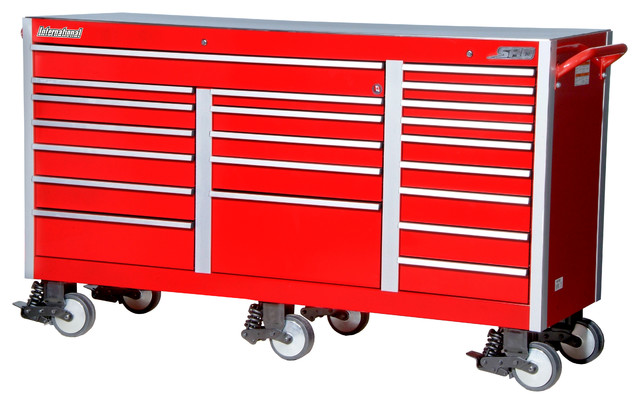 73" Super Heavy Duty deep Tool Cabinet With Stainless Steel Work Surface, Red