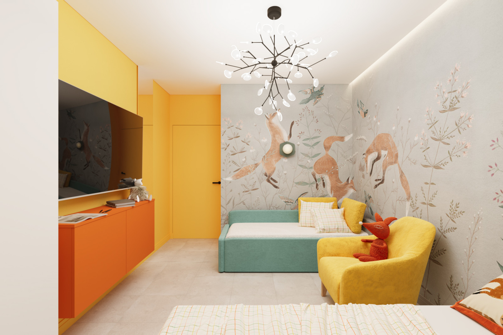 Двухкомнатная квартира с ярким интерьером