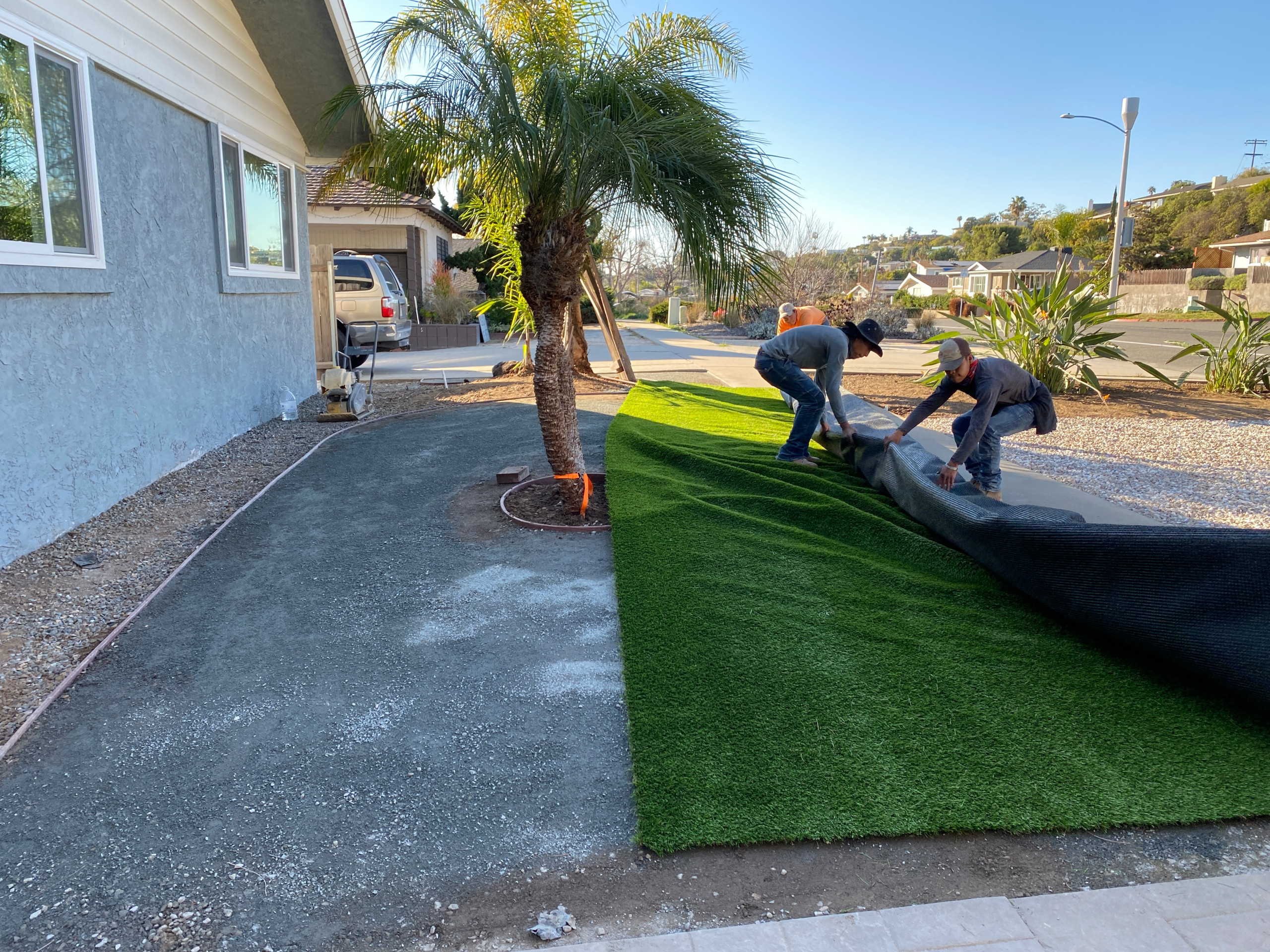 Installing Artificial Turf in Front Yard in Pacific Beach