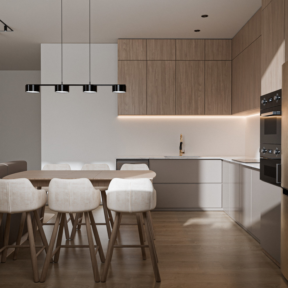 Дизайн визуализация кухни-гостиной 28 кв.м.