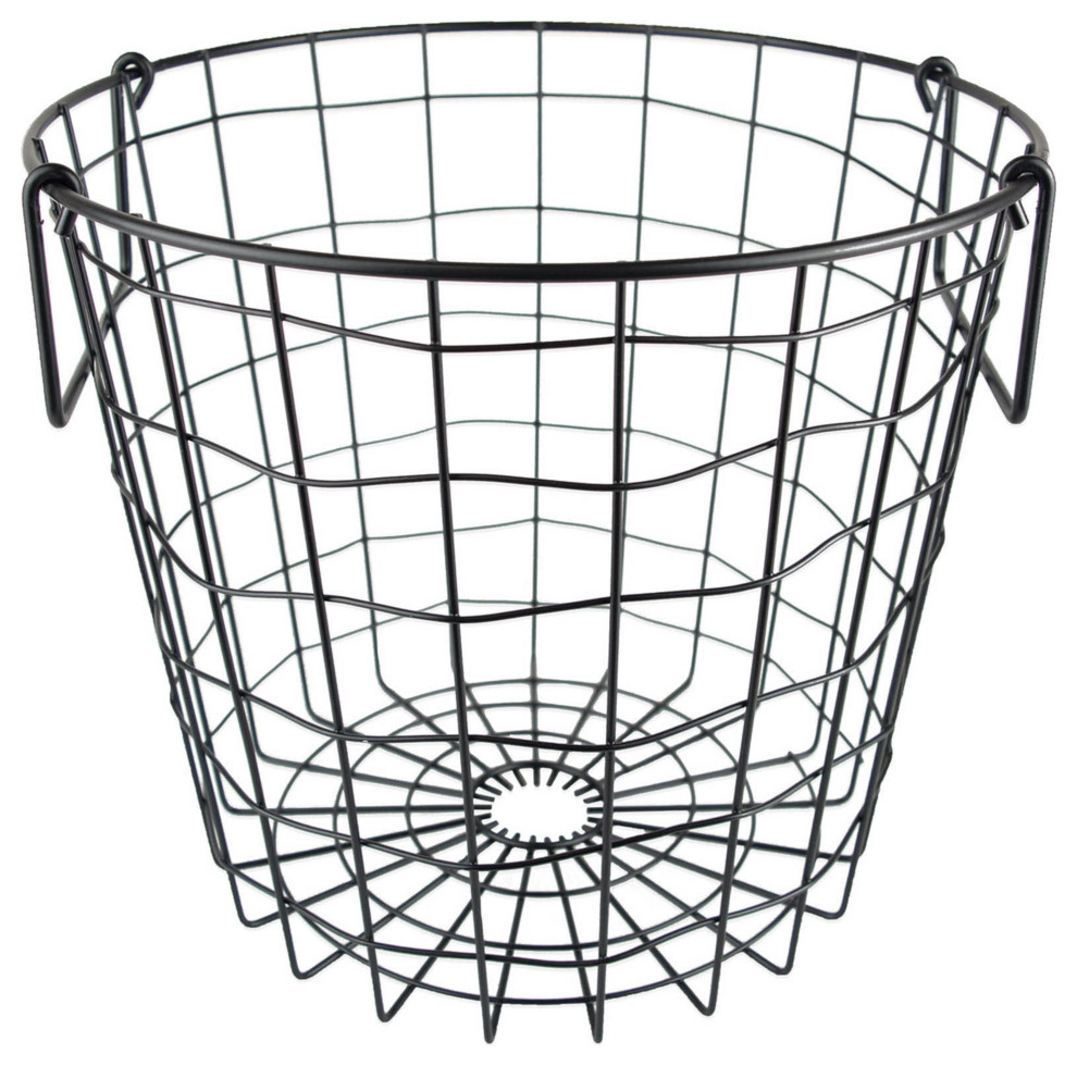 Metal Basket Black Round Small 12"x12"x10" Industrial Baskets by
