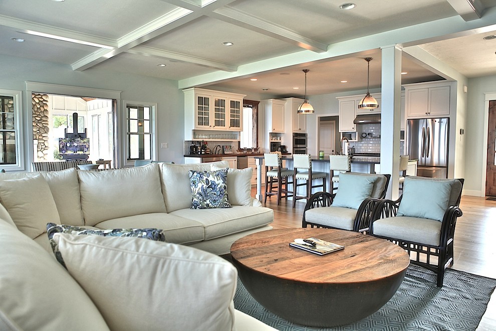 Photo of a beach style living room in Grand Rapids.