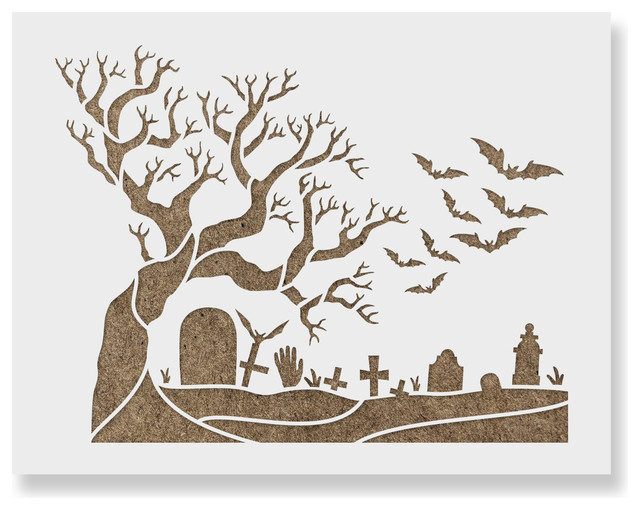 graveyard stencil on reusable mylar for crafts rustic