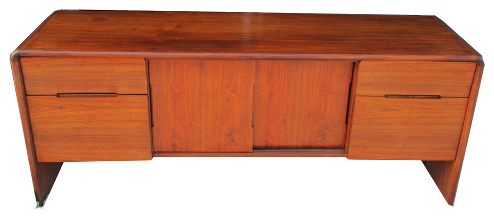 Mid Century Modern Minimalist Office / Home Wood Credenza