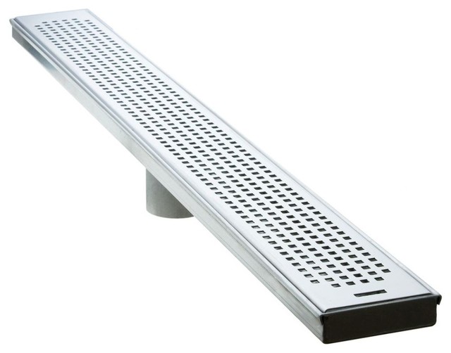 LUXE Square Grate Linear Drain, Stainless, 26"